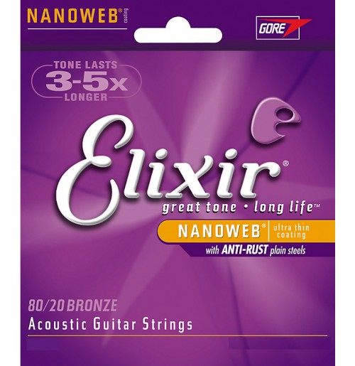 ELIXIR 11-52 CUSTOM LIGHT NANOWEB strune za akustično kitaro